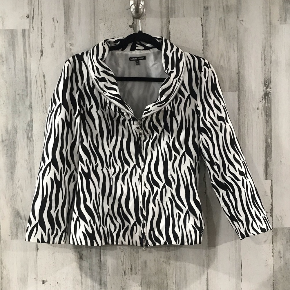 Samuel Dong Zebra Print Zip Lightweight Jacket Xs - image 1